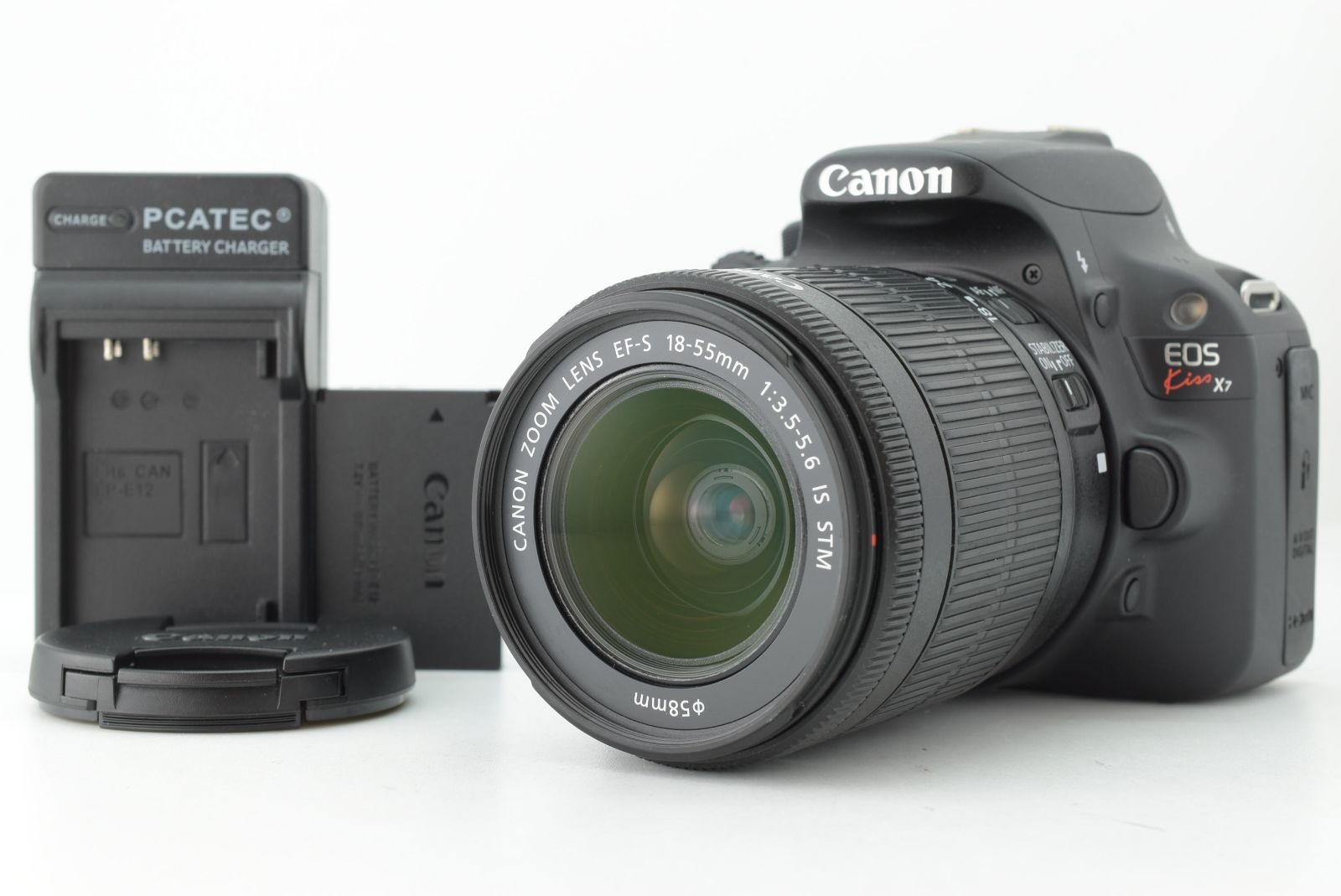 【美品 シャッターカウント 1204回】Canon EOS kiss X7 EF-S 18-55mm IS STM キャノン デジタル一眼レフカメラ EF-TN-JP2810