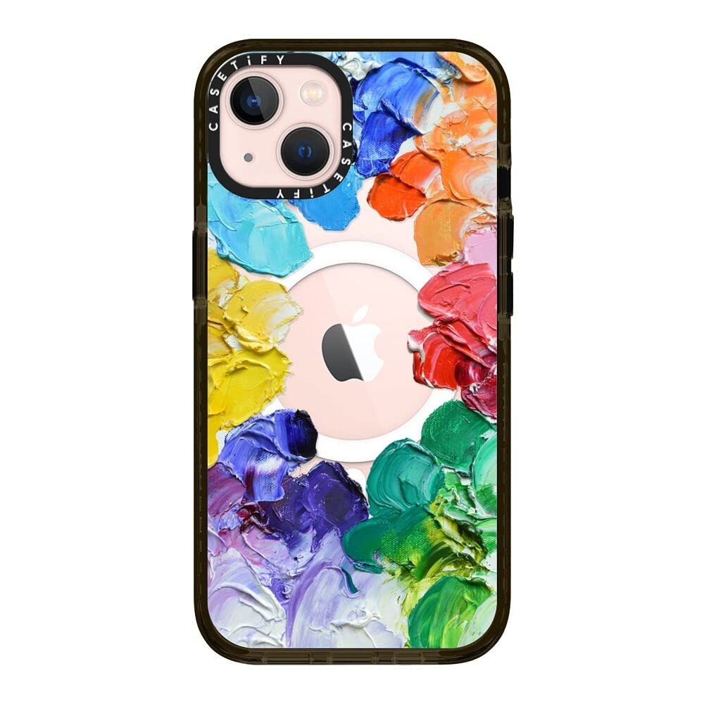 CASETiFY MagSafe 対応 インパクトケース iPhone 13 - Rainbow Color Wheel - クリア ブラック