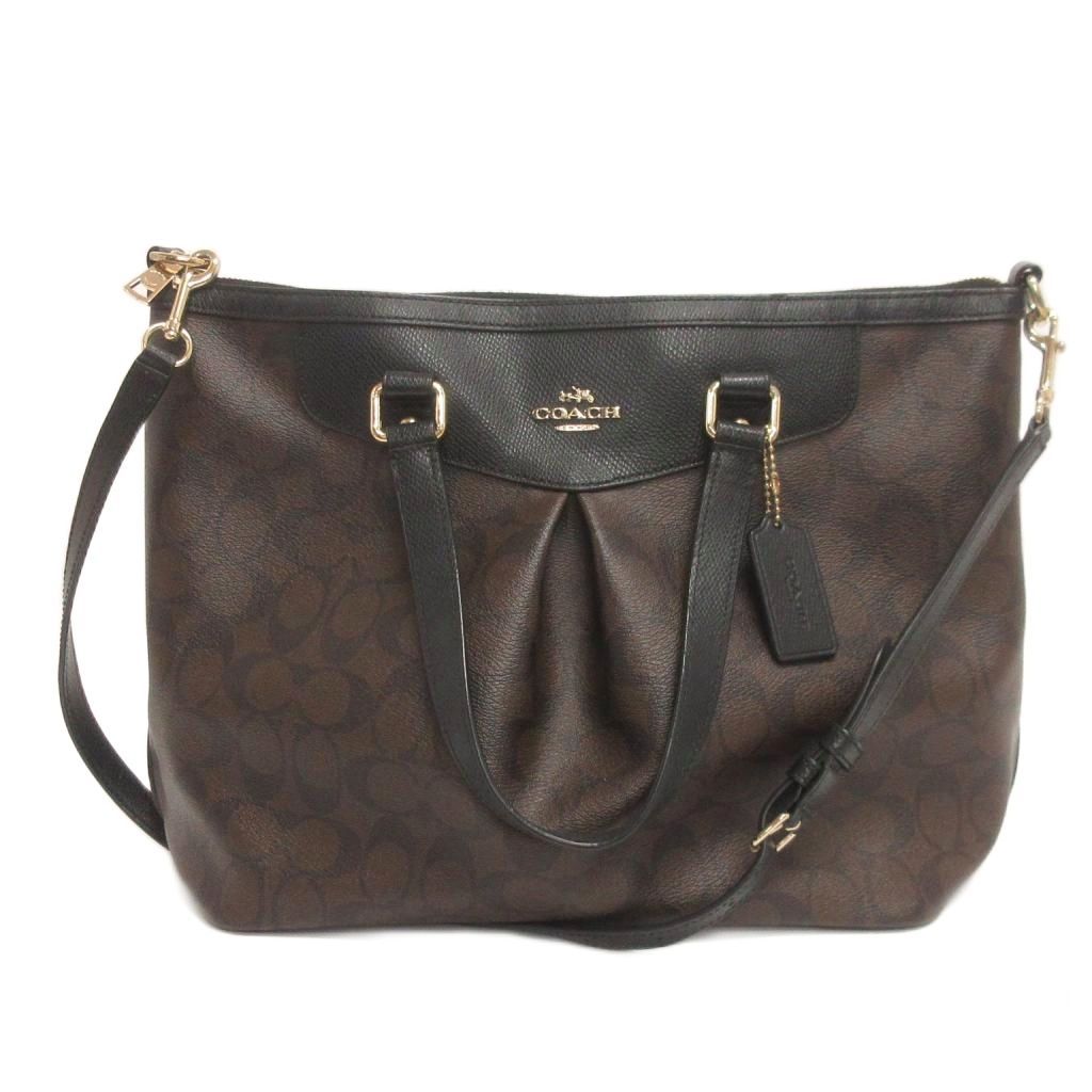 コーチ COACH 2WAY ハンドバッグ ショルダー シグネチャー レザー F34614 茶 ブラウン 鞄