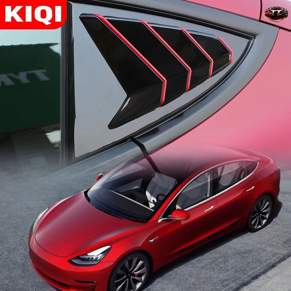 KIQI CAR テスラ モデル3 2017-2023 モデルY 2020+ リアサイドウィンドウルーバー エアベントカバートリムブラインド