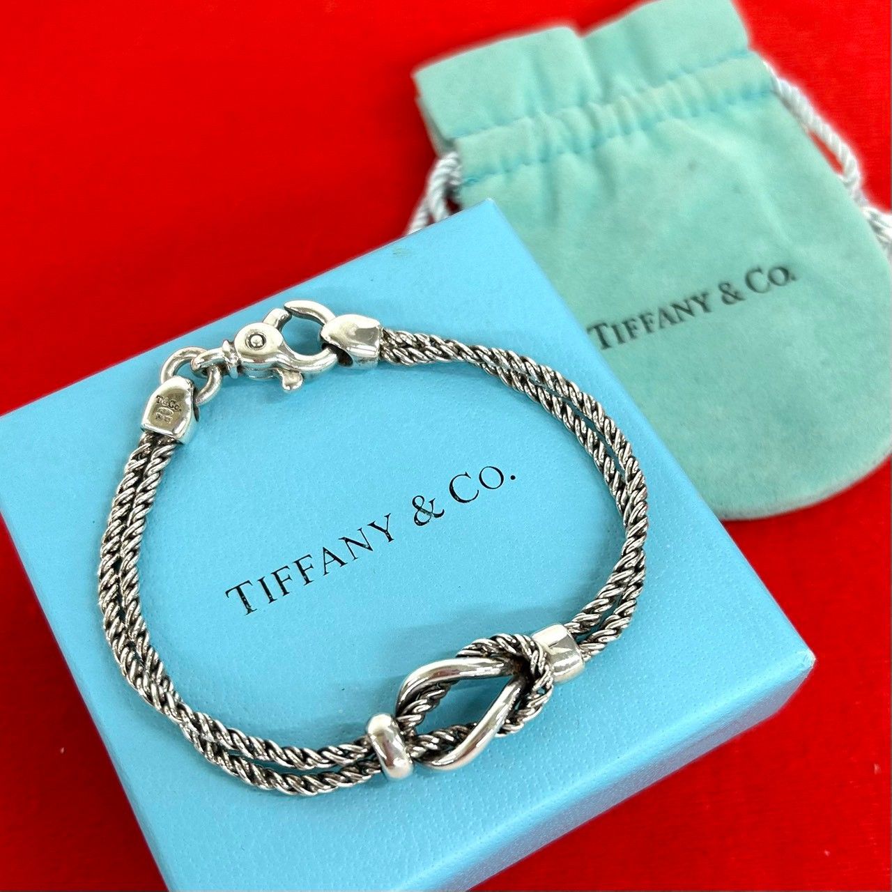 極 美品 袋付き TIFFANY&Co. ティファニー ヴィンテージ ダブルロープ センターノット ブレスレット シルバー925 シルバー 32400 120,400円