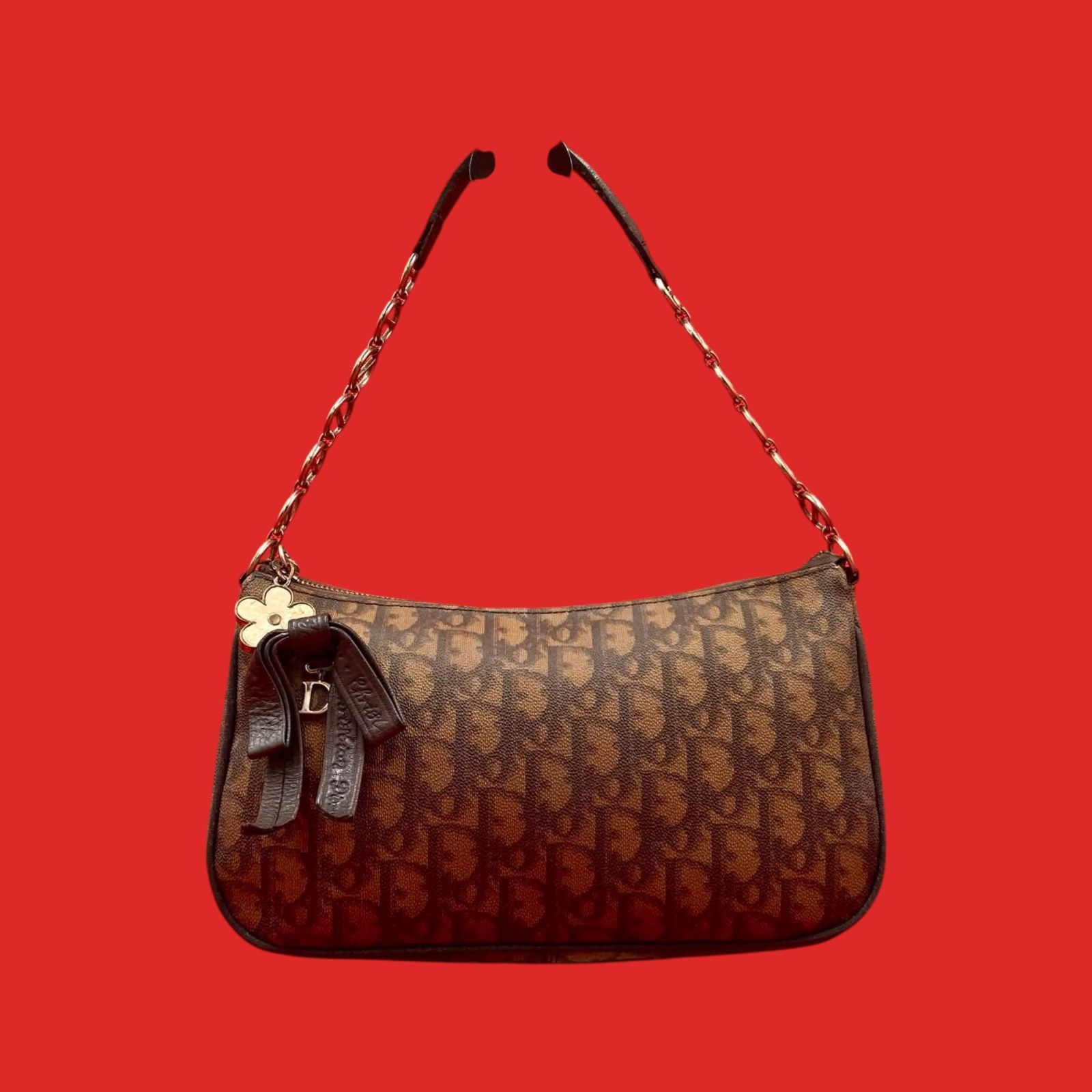 美品 Christian Dior クリスチャンディオール ロマンティック トロッター ワンショルダーバッグ リボン