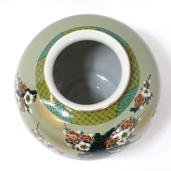 九谷焼 龍仙 ◇【花器】九谷焼/龍仙作 紅白梅 花瓶 華道具 インテリア