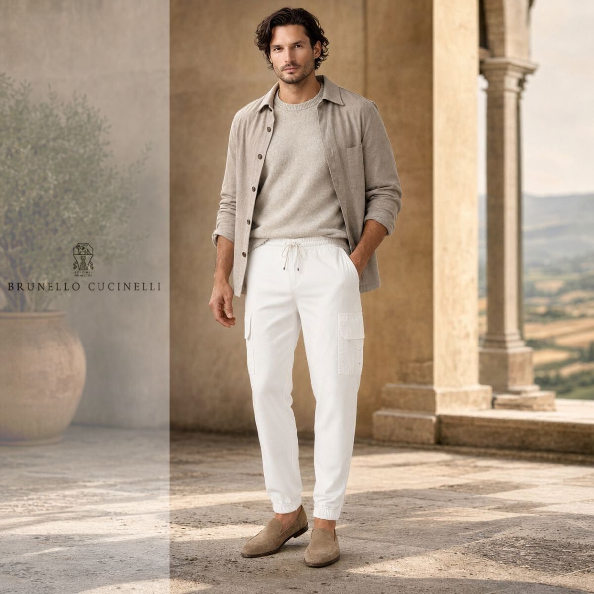 Pre-Fall●dt682●L●BRUNELLO CUCINELLI●ブルネロクチネリ●ナイロン切り替えポケット付●ジョガーパンツ●メンズ