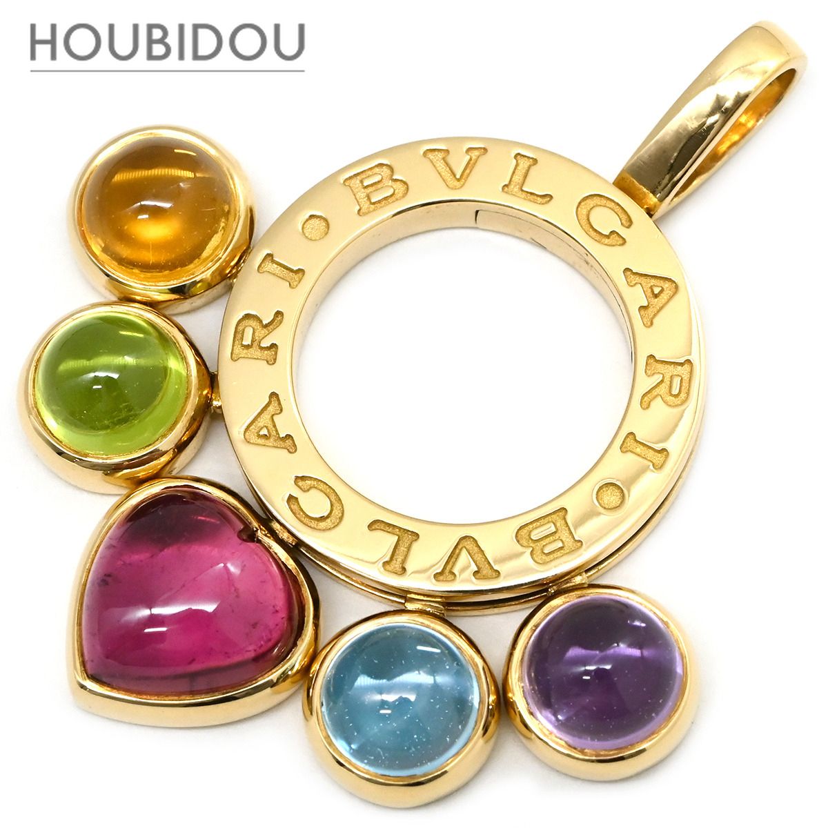ブルガリ BVLGARI ペンダントトップ アレグラ マルチストーン イエローゴールド×マルチカラー 750 18K YG ハート 5カラー 【中古】