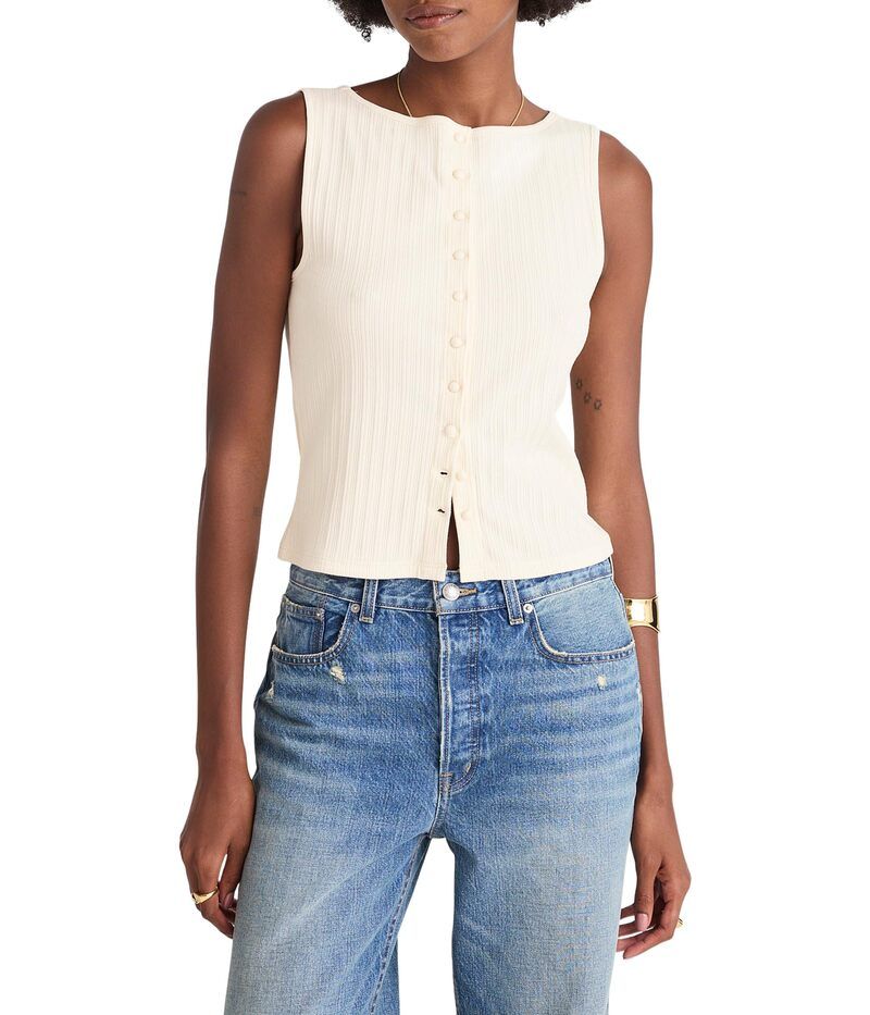 メイドウェル レディース トップス シャツ ベスト Madewell Textured Vest With Shank Buttons Vintage Ivory アイボリー