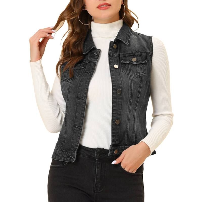 アレグラ ケー レディース アウター ジャケット・ブルゾン ベスト デニム ALLEGRA K Womens Washed Chest Flapocketsingle Breastedenim Ves 15,980円