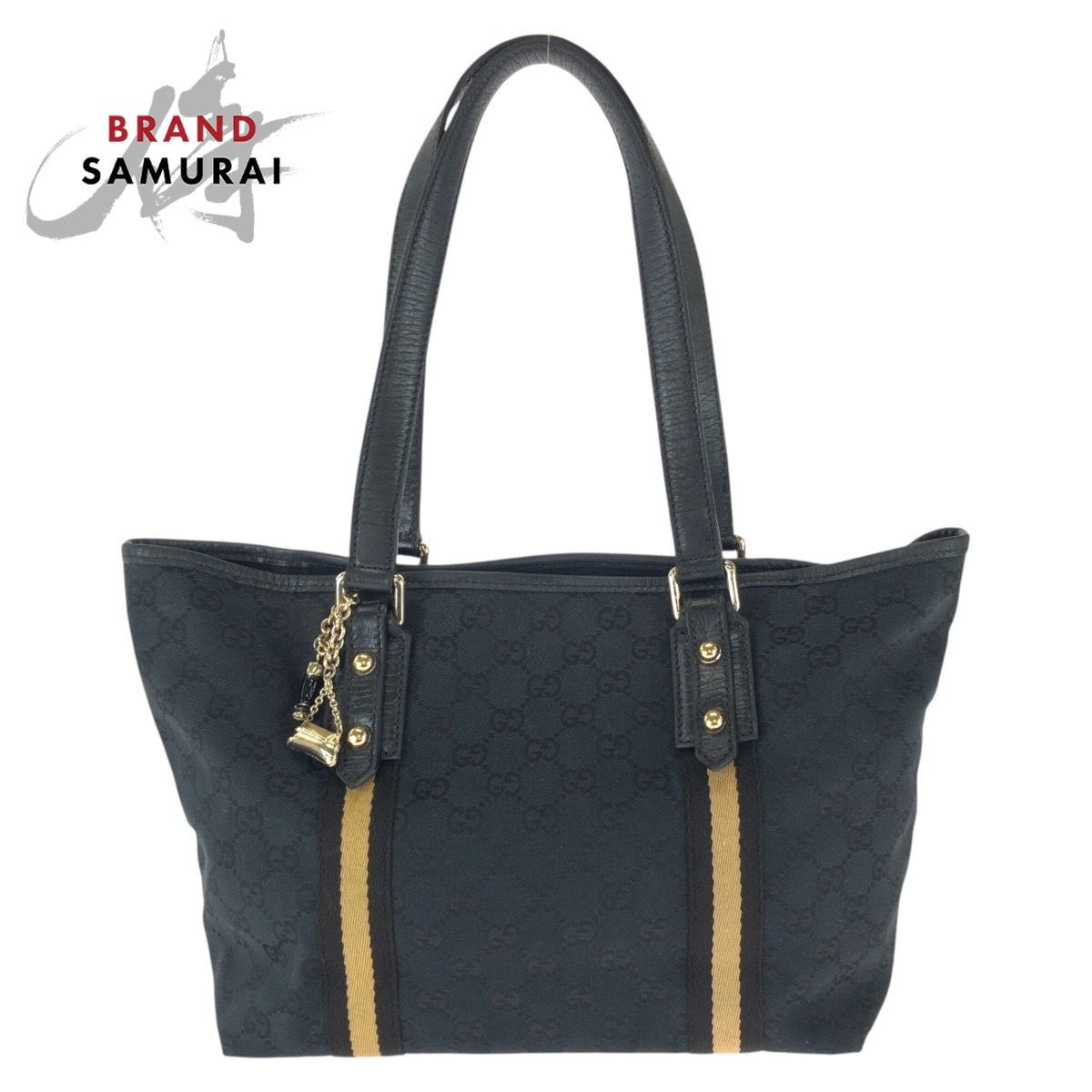 GUCCI グッチ ブラック 黒 ゴールド金具 GGキャンバス/レザー 137396