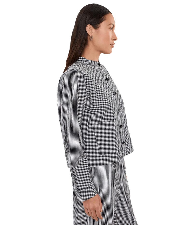 エイリーンフィッシャー レディース アウター コート プチ コットン ジャケット Eileen Fisher Petite Organicotton Pucker Check Mandarin Col エイリーンフィッシャー レディース アウター コート プチ コットン ジャケット Eileen Fisher Petite Organicotton Pucker Check Mandarin Col