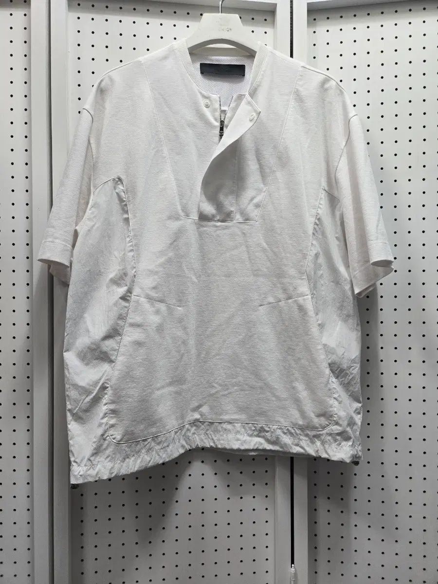 (1801)SYSTEM 半袖 ヘンリーネック 白 Tシャツ