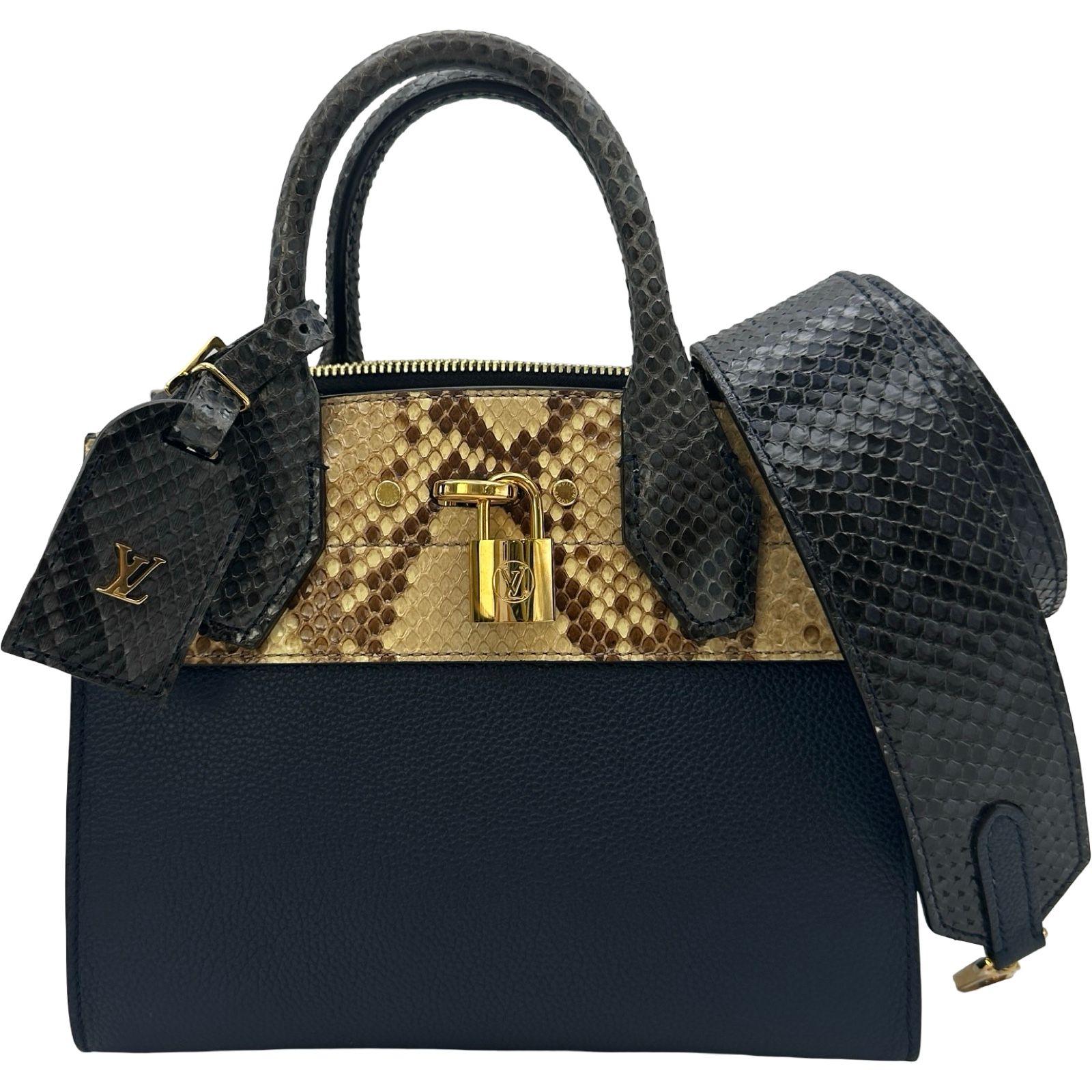 ルイ・ヴィトン LOUIS VUITTON シティ・スティーマーMINI N96317 ネイビー パイソン/レザー レディース ショルダーバッグ 162,000円
