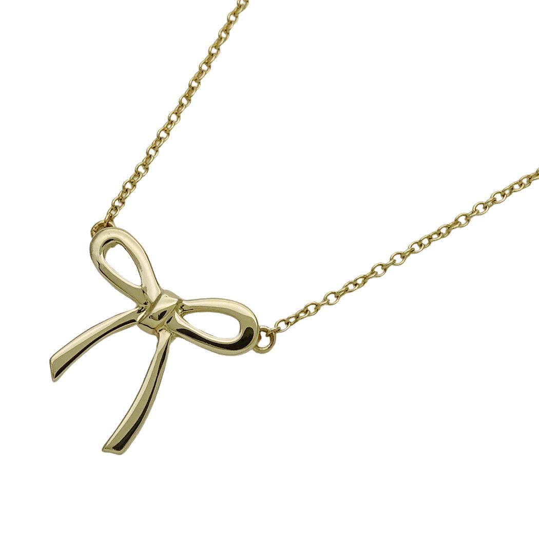 ティファニー TIFFANY&Co. ネックレス レディース ブランド 750YG ボウ リボン イエローゴールド ジュエリー 磨き済み【中古】