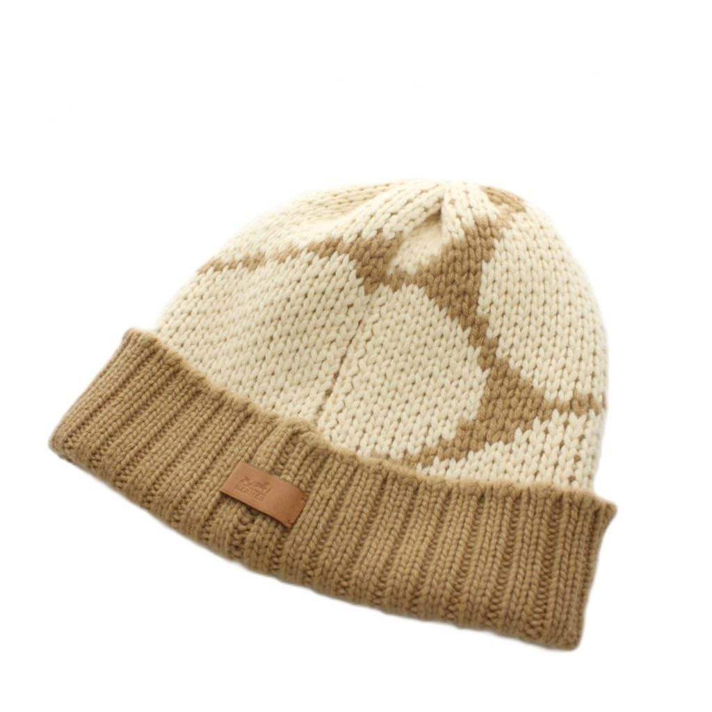 エルメス HERMES クリック セ ヌエ ニット帽 ニットキャップ ビーニー カシミヤ ベージュ 茶 ブラウン /AN ■OH