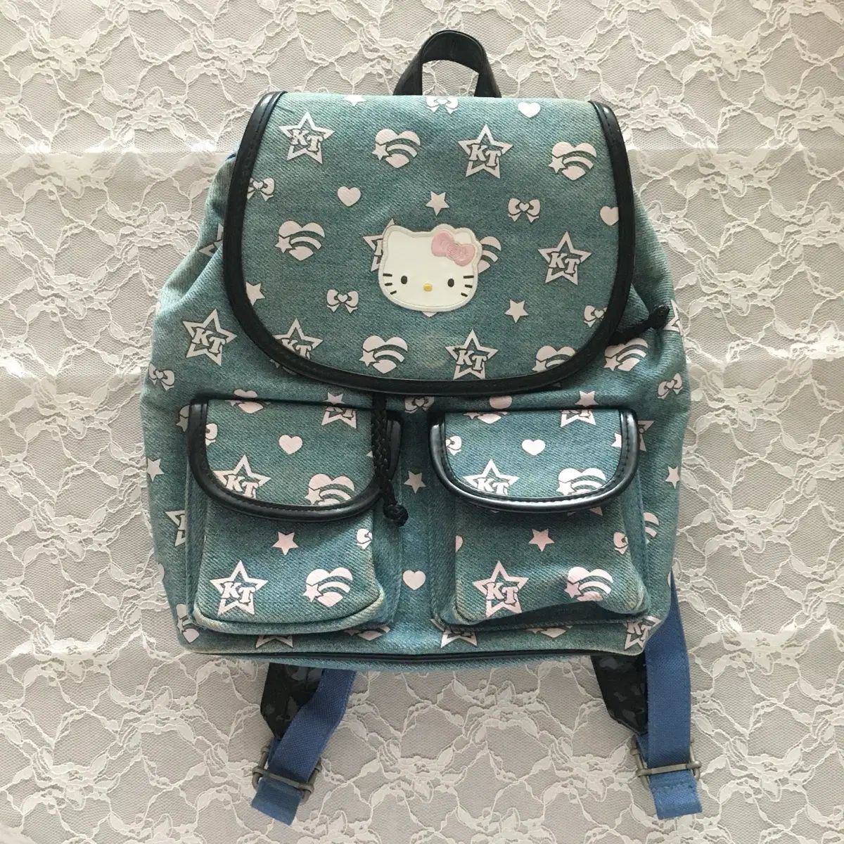 クラシック ヴィンテージ Sanrio hello kitty(ハローキティ) ユア(YOOA) 幼稚園 小学 デニム バックパック 等バッグ