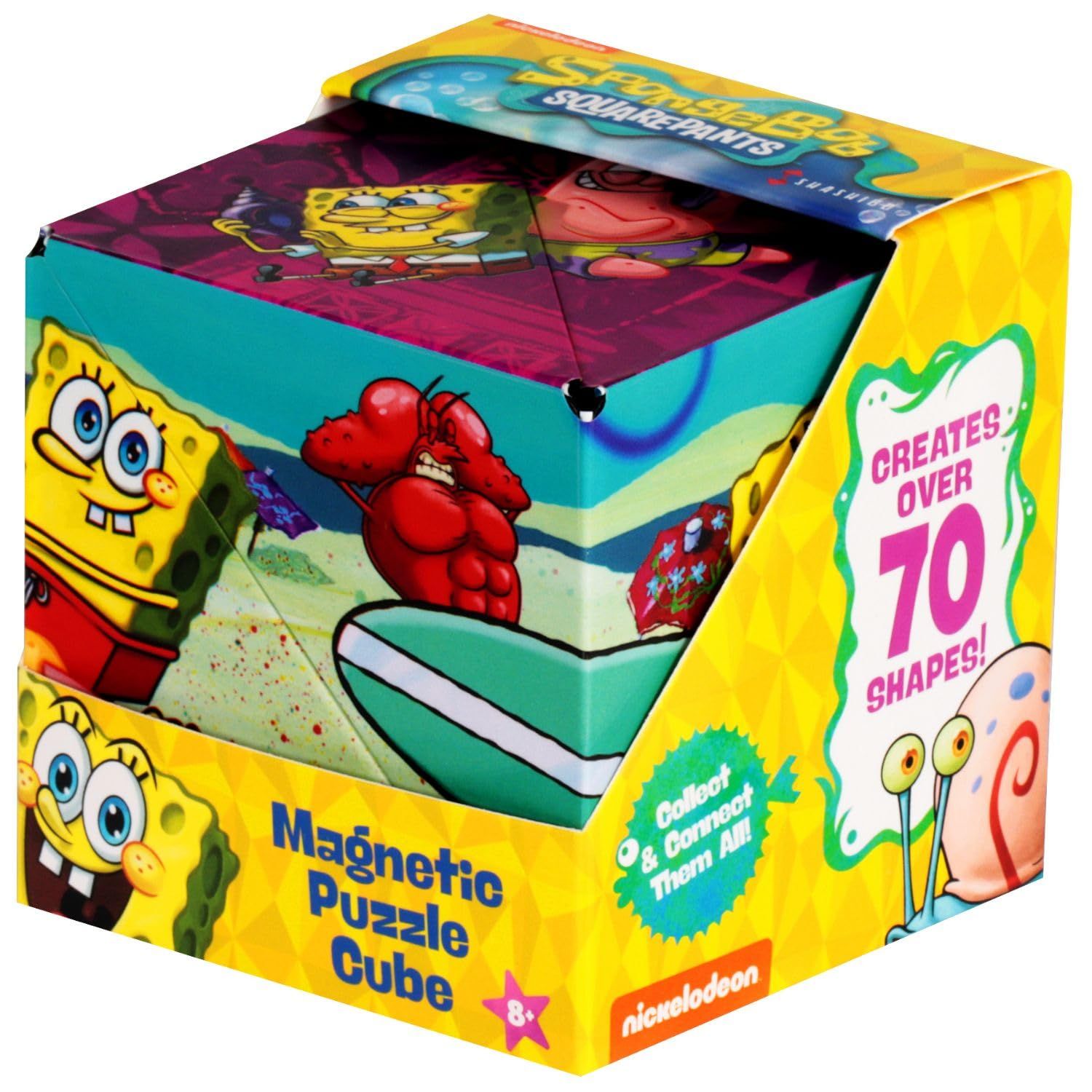 SHASHIBO SpongeBob Shape Shifting Box - Award-Winning, Patented Magnetic Puzzle Cube w/ 36 Rare Earth Magnets - Fidget Cube Trans