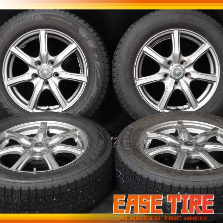 【バリ山 スタッドレス】 ミルアス 16in 6.5J +38 114.3 5H ブリヂストン BLIZZAK VRX2 215/60R16 22年製 クラウン カムリ マークX エスティマ等 4本