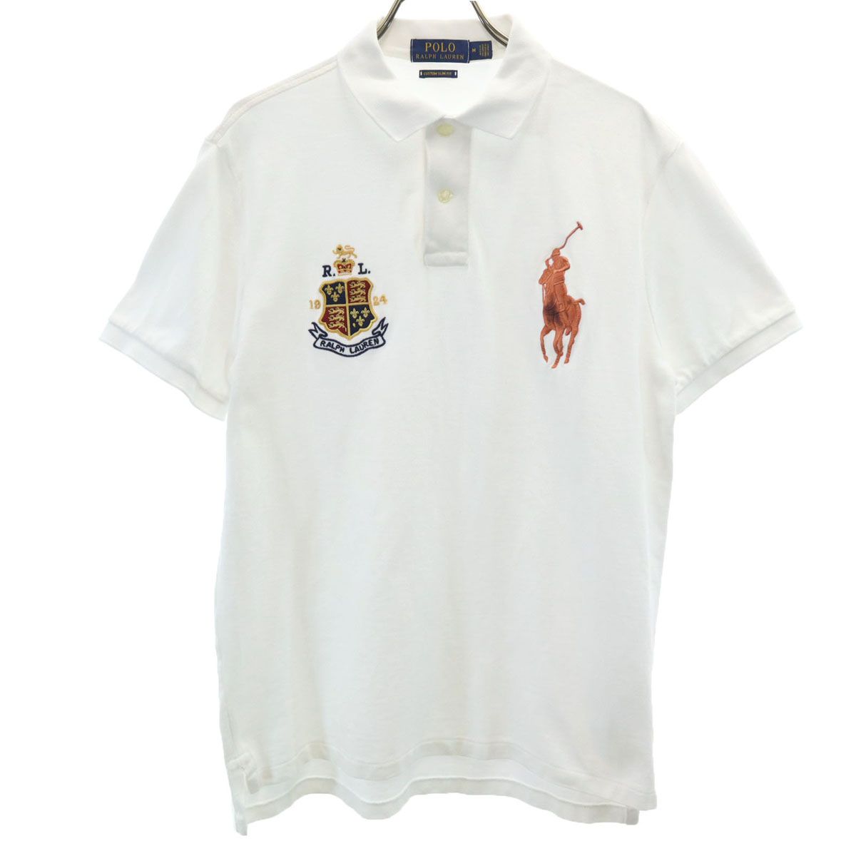 ラルフローレン ビッグポニー刺繍 No3 半袖ポロ 現行タグ 白 M POLO RALPH LAUREN ポロラルフローレン ビッグポニー刺繍 半袖