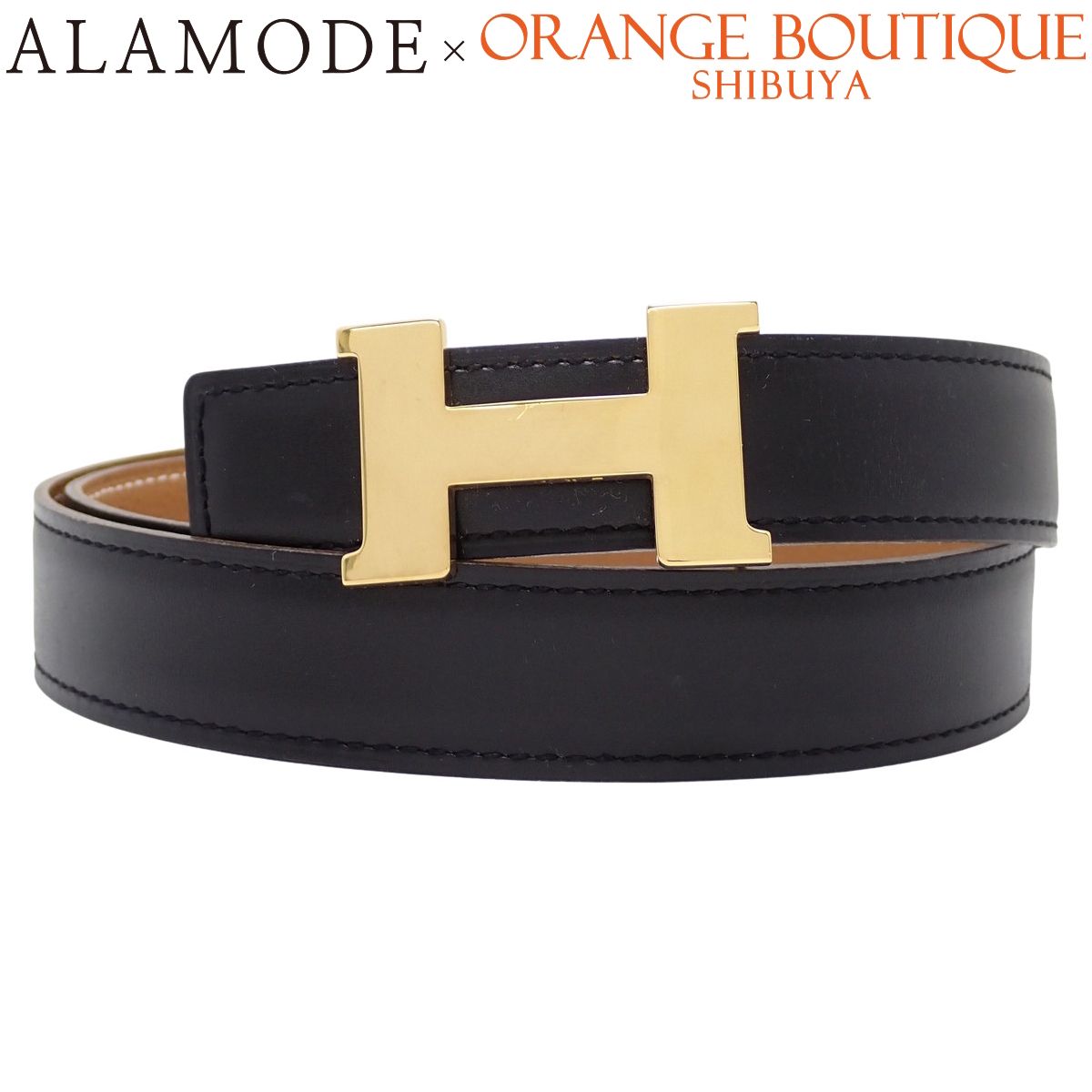 HERMES(エルメス) Hベルト リバーシブル ブラック ゴールド ブラウン茶 ボックスカーフ ヴォーエプソン ゴールド金具 □A刻印 ベルト アパレル 服飾小物 ファッション小物 レディース 40802213870【中古】【アラモード】 36,675円