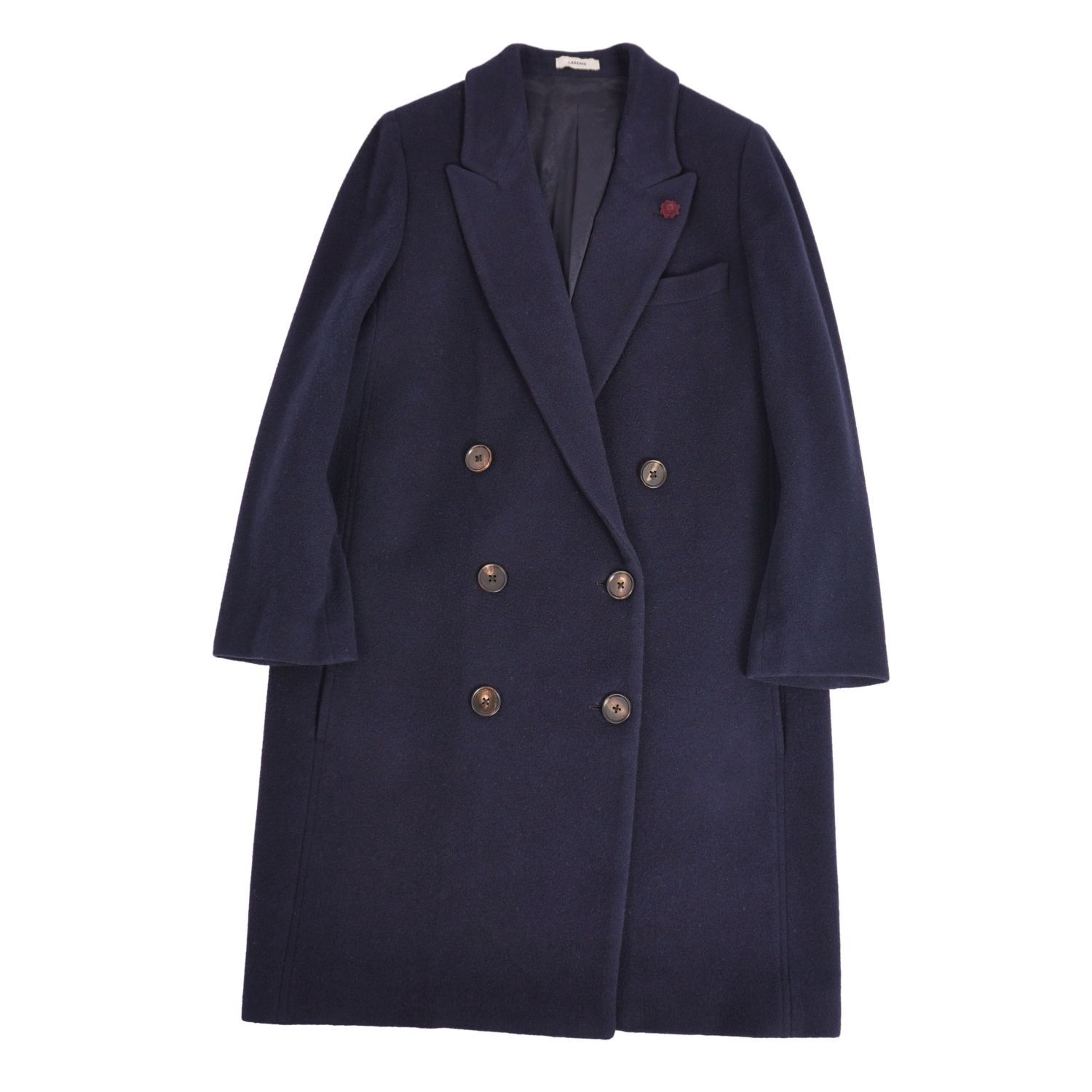 美品 ラルディーニ LARDINI コート チェスターコート ダブルブレスト ウ