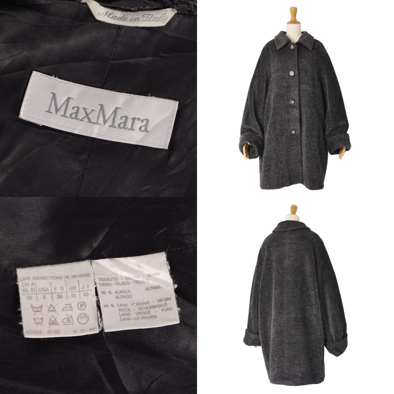 美品 マックスマーラ Max Mara コート 白タグ ロングコート シャギー