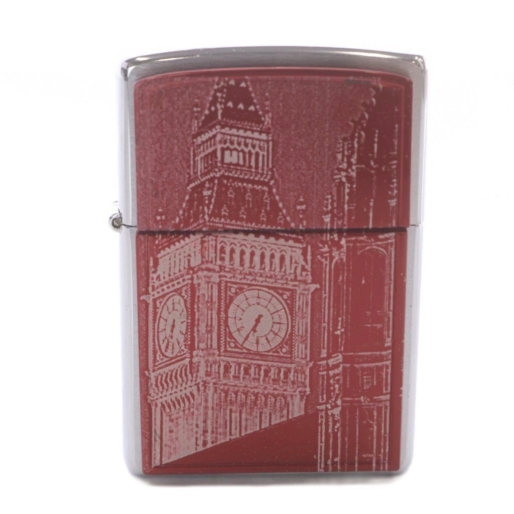 ジッポー ZIPPO 未開封 ビックベン レッドエンブレム オイルライター 喫煙具 喫煙グッズ 着火未確認 レッド シルバー色 /YO17 ■GY11