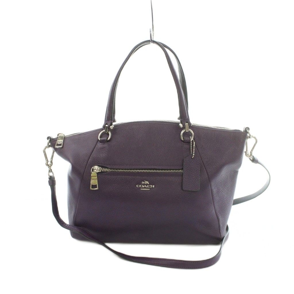 コーチ COACH 2WAY ハンドバッグ ショルダーバッグ ポリッシュドペブルレザー 紫 パープル /MI ■GY18