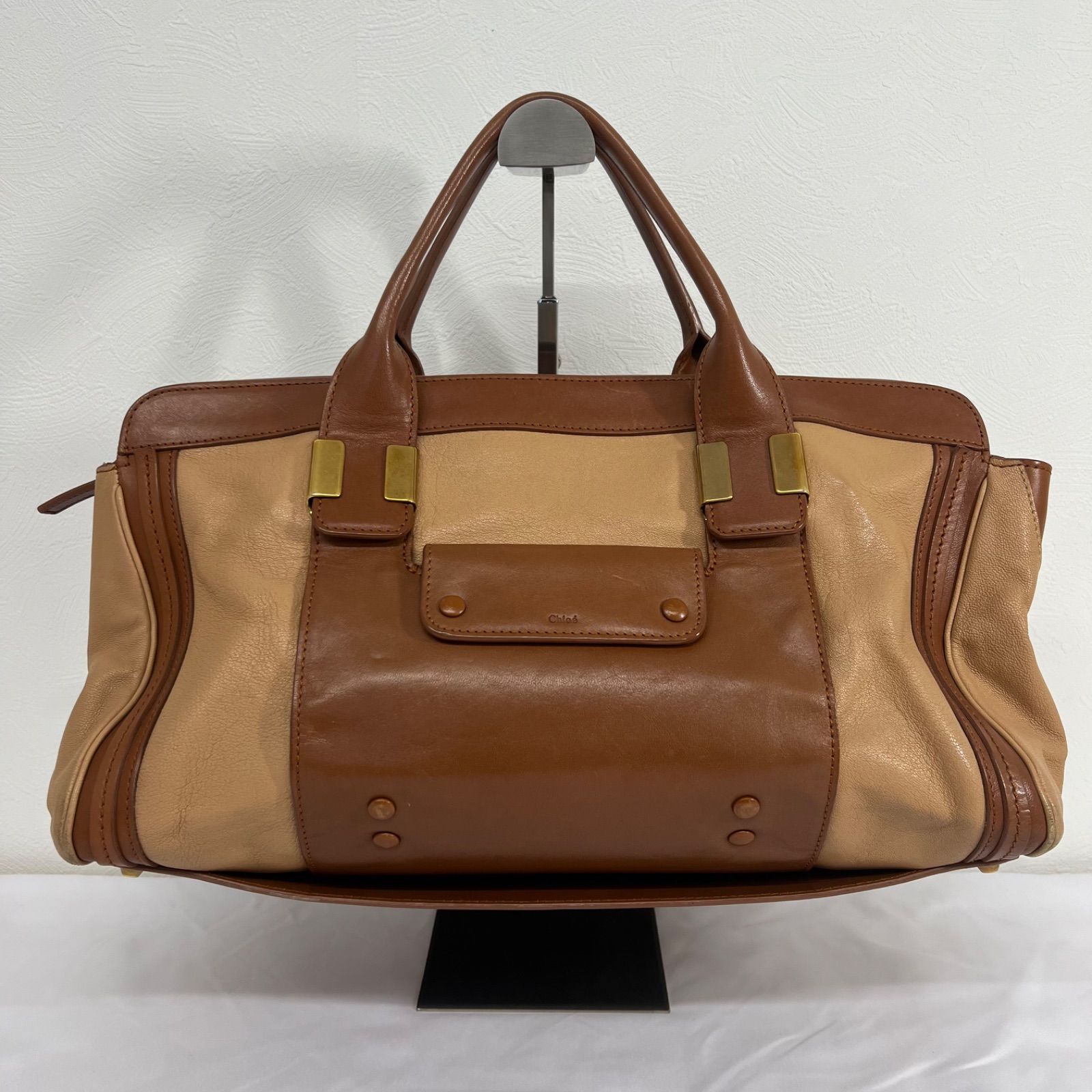 Chloe クロエ ハンドバッグ レザー ブラウン バイカラー - メルカリ