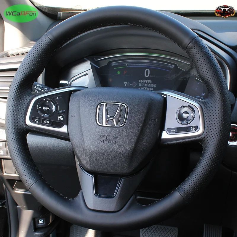 DIYマイクロファイバーレザー製ステアリングホイールカバー ホンダ シビック 10 2016-2021 CR-V CRV 2017-2021 クラリティ 2018 車