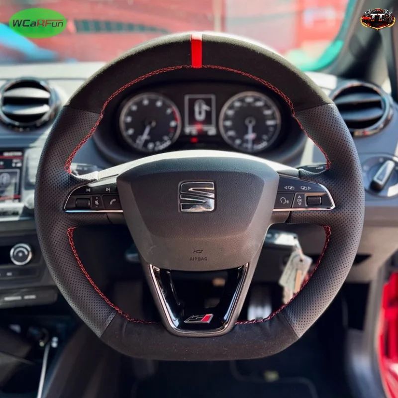 IZE レザー編み込みカーステアリングホイールカバーシート LEON CUPRA R LEON ST CUPRA LEON ST CUPRA ATECA CUPRA ATECA FR 10,611円