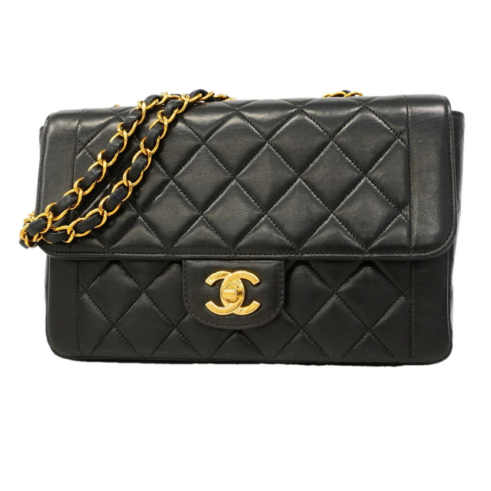 シャネル(Chanel) シャネル ショルダーバッグ マトラッセ Wチェーン ラムスキン ブラック レディース