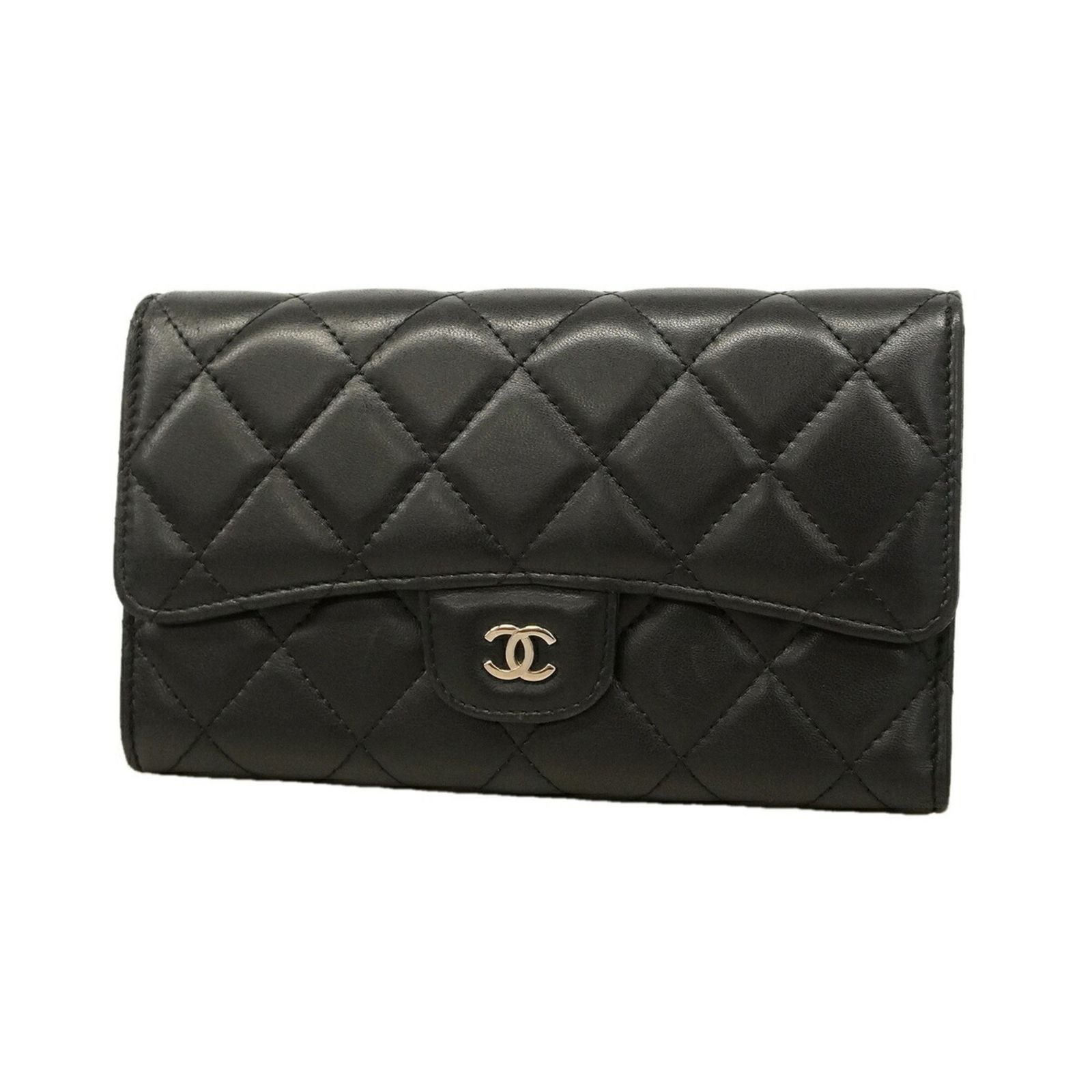 シャネル(Chanel) シャネル 三つ折り長財布 マトラッセ ラムスキン ブラック レディース 53,246円