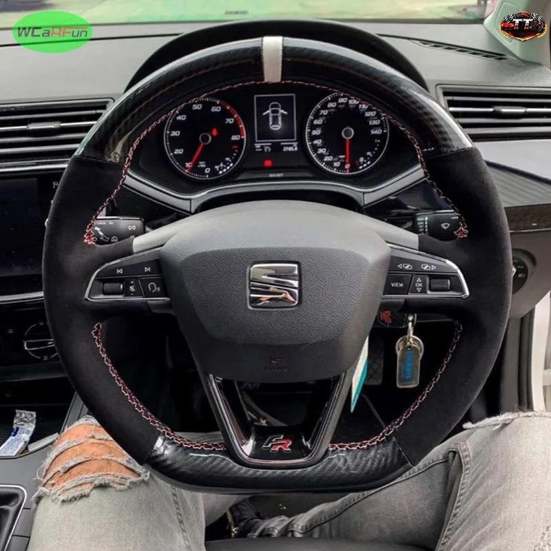 IZE カーボンレザー カー ステアリング ホイール カバー シート LEON CUPRA R LEON ST CUPRA LEON ST CUPRA ATECA CUPRA ATECA FR 10,473円