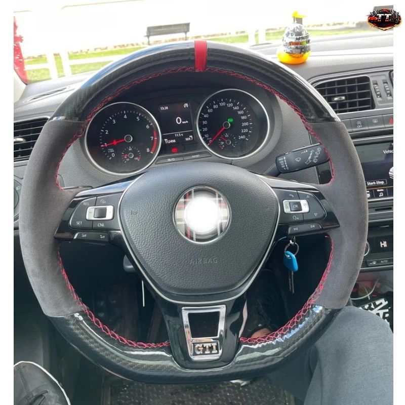 WCARFUN カー ステアリング ホイール カバー フォルクスワーゲン VW ゴルフ MK7 シャラン 2016 2017 ポロ ジェッタ パサート B8 ティグアン