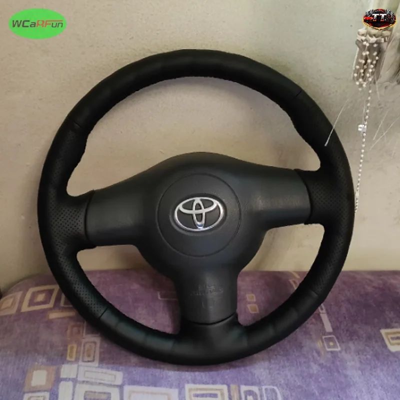 DIYマイクロファイバーレザー製ステアリングホイールカバー トヨタ カローラ 2003-2006 カルディナ 2002-2007 RAV4 2003-2006 ウィッシュ 2