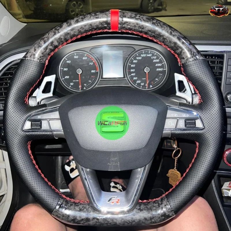 滑り止め加工鍛造カーボンブレード製カーステアリングホイールカバーシート LEON CUPRA R LEON ST CUPRA LEON ST ATECA CUPRA ATECA FR