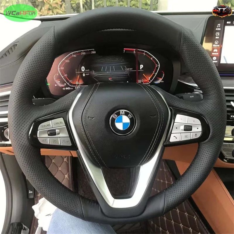 車のステアリングホイール用編み込み滑り止めレザーカバー BMW I4 G01 G02 G05 G06 G07 G11 G12 G20 G22 G23 G26 G29 G30 G31 G32