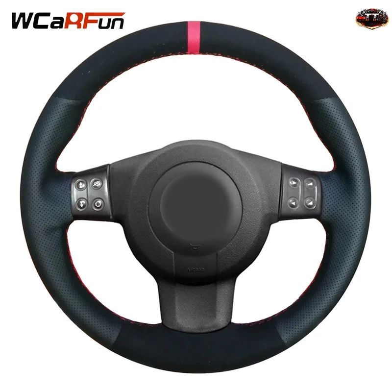 WCARFUN 人工皮革 レッドマーカー カー ステアリングホイールカバー シート IBIZA 6L LEON 2007 2008 SPORT ALTEA TOLEDO 10,549円
