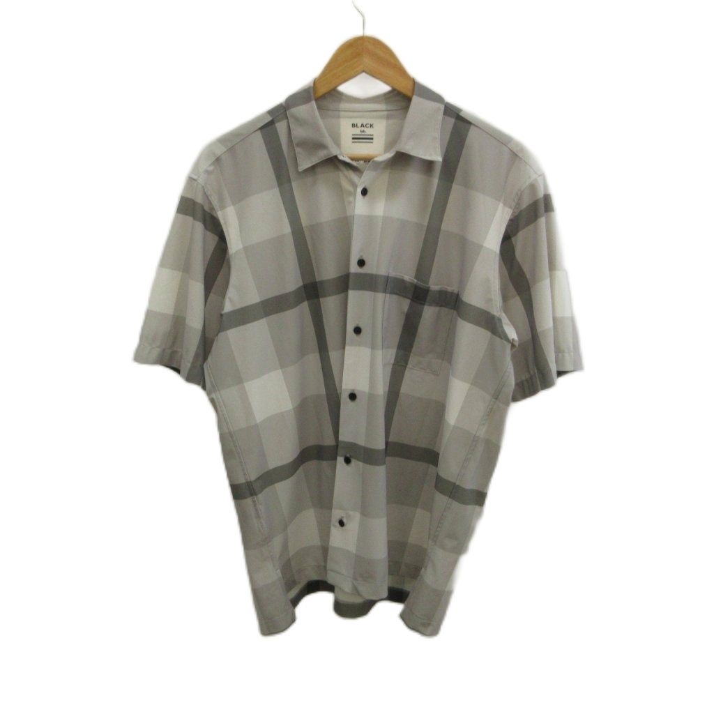 ブラックレーベルクレストブリッジ BLACK LABEL CRESTBRIDGE シャツ L グレー チェック柄 半袖 胸ポケット 51M46-546-04 /KK ■GY18