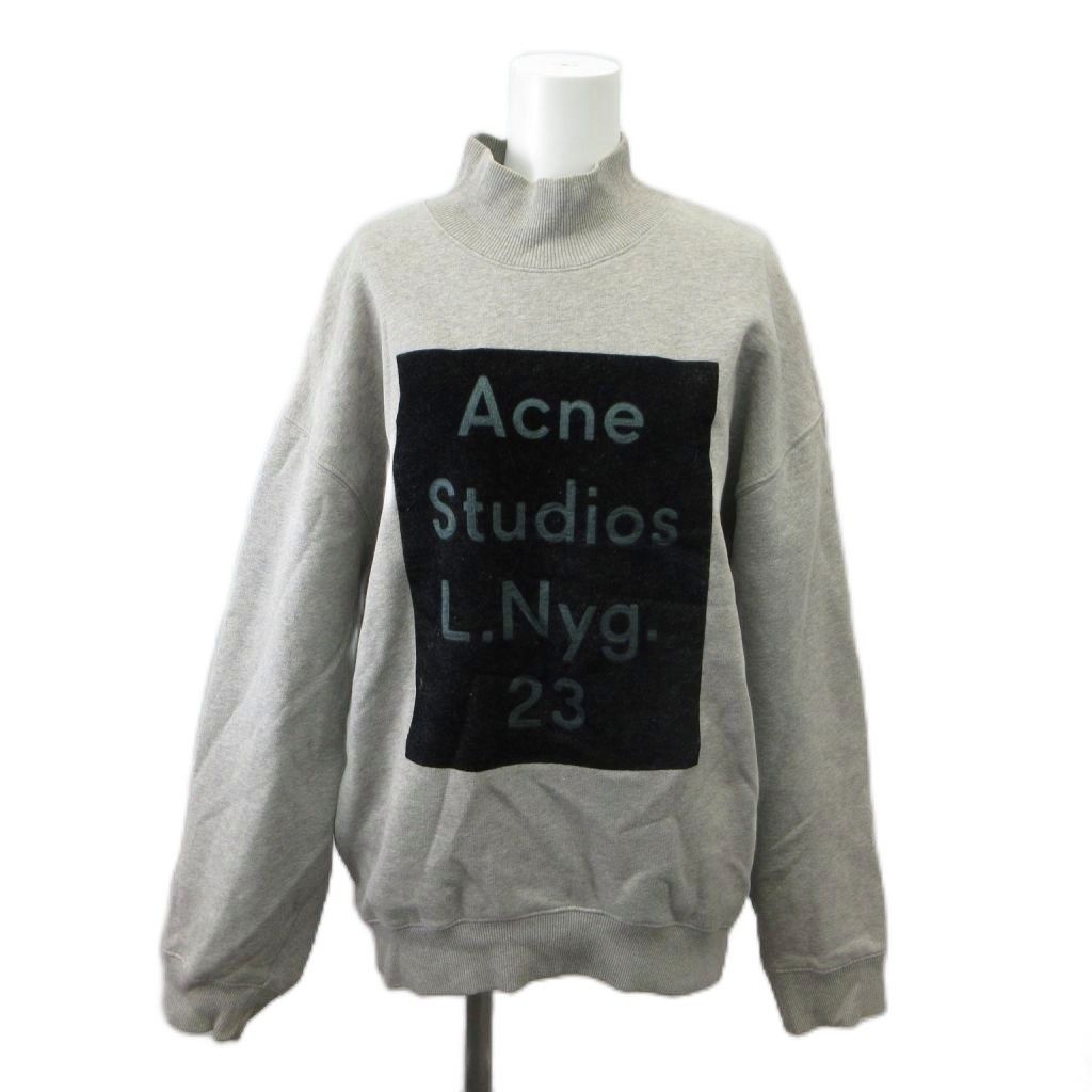 希少Acne Studios ロゴスエット ハイネック グレー アクネ ストゥディオズ Acne Studios スウェット トレーナー プル