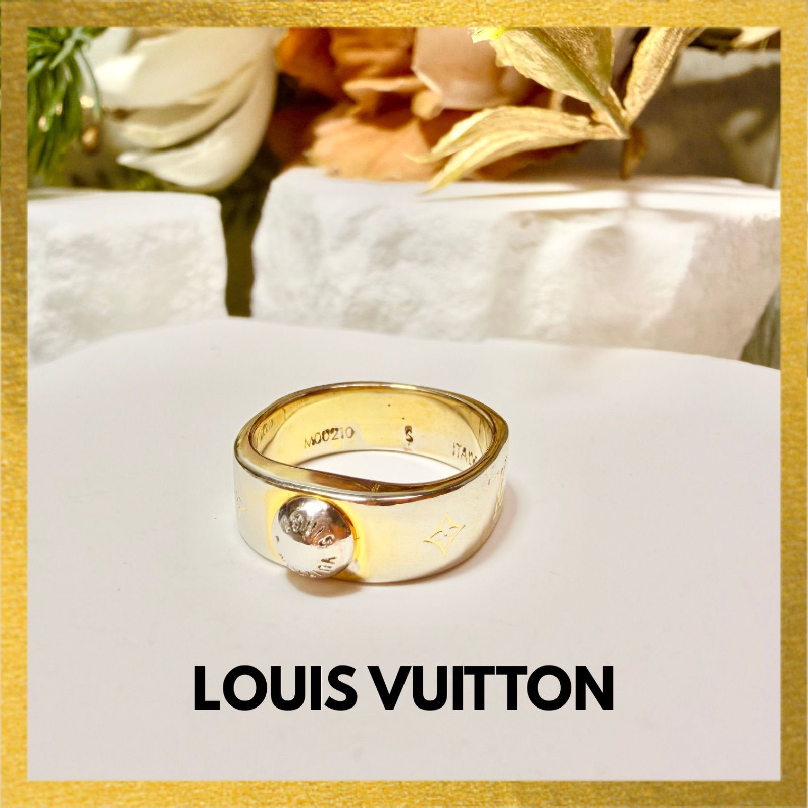 LOUIS VUITTON ルイヴィトン モノグラム バーグ・ナノグラム リング 指輪 S シルバー ゴールド G26-079 14,256円