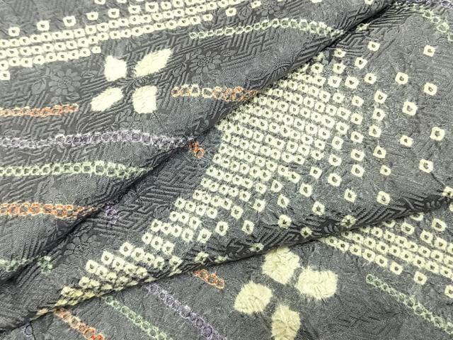 平和屋着物●上質な小紋　総絞り　流水文　正絹　逸品　AABL3574fy