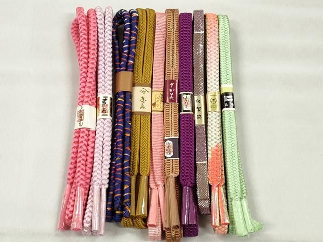平和屋着物●和装小物　帯締め10本セット　佐賀錦　冠組　鴨川組　金糸　さが美扱い　逸品　未使用　CABK5098qe