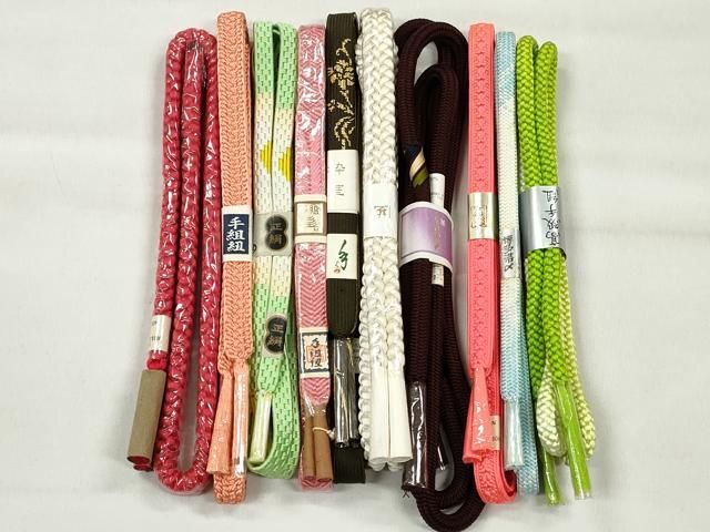 平和屋着物●和装小物　帯締め10本セット　高麗組　笹浪組　奈良組　礼装用　金銀糸　逸品　未使用　CABK4901qe