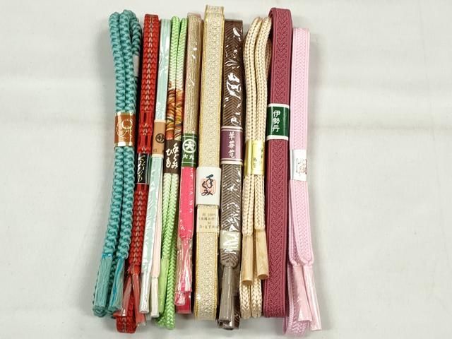 平和屋着物●和装小物　帯締め10本セット　笹浪組　丸源氏組　鴨川組　金糸　伊勢丹・大丸扱い　逸品　未使用　CABK4910qe