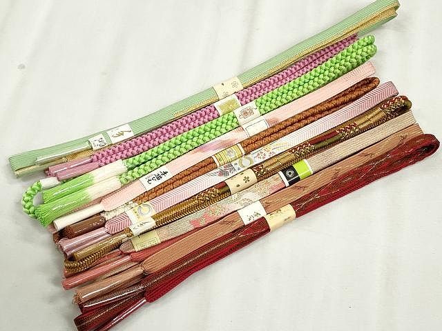 平和屋着物●和装小物　帯締め10本セット　高麗組　笹浪組　鴨川組　長尺　金糸　近鉄百貨店扱い　逸品　未使用　CABK4817qe