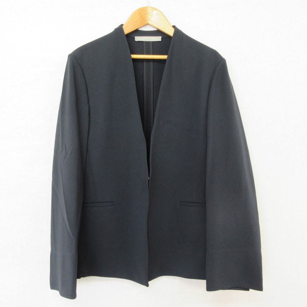 良品 25SS Theory luxe セオリーリュクス ELIA2 LUVE ノーカラージャケット サイズ42 ネイビー レディース 古着 中古 USED