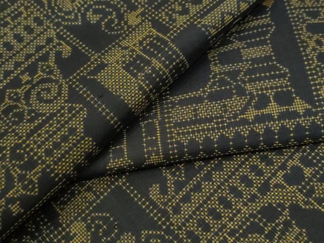 平和屋着物●本場大島紬　7マルキ　色紙重ね西洋風景文　正絹　逸品　CABI2273yc