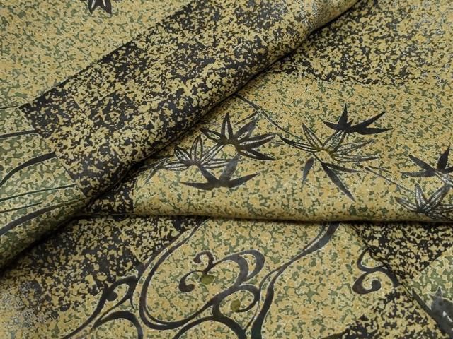 平和屋着物●本場染大島紬　変わり市松流水草花文　正絹　逸品　CABI2314yc