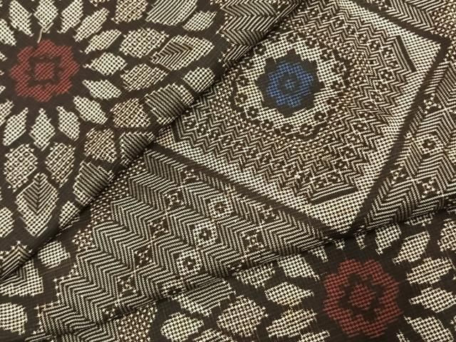 平和屋着物●本場大島紬　龍郷絣　正絹　逸品　AABJ4780fy