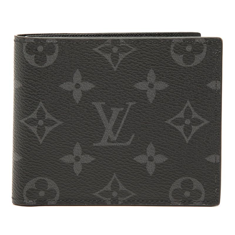 ルイ ヴィトン モノグラム エクリプス ポルトフォイユ マルコNM 二つ折り財布 M62545 ブラック PVC レザー メンズ LOUIS VUITTON【1-0283324】